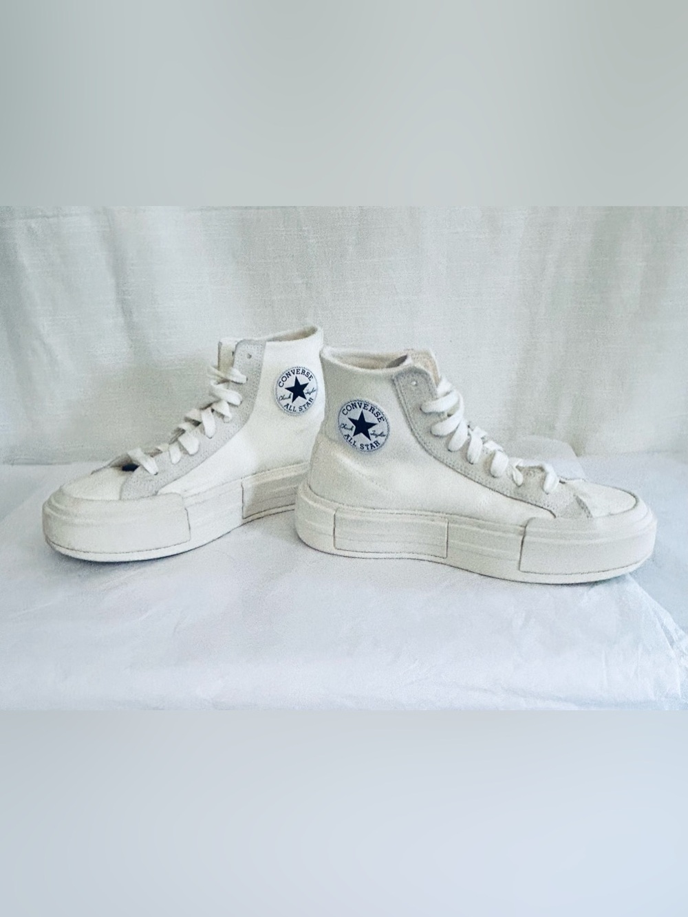 Converse Cruise Platform High‎ Top Sneakers with Suede - White